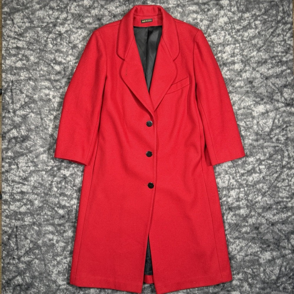 Vintage Britanny Originals Wool Coat Womens Large Red 100% Wool 1980s USA Made